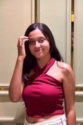 Red Cross-Halter Crop Top