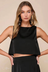 Elegant Black Crop Top & Maxi Skirt Co-Ord Set