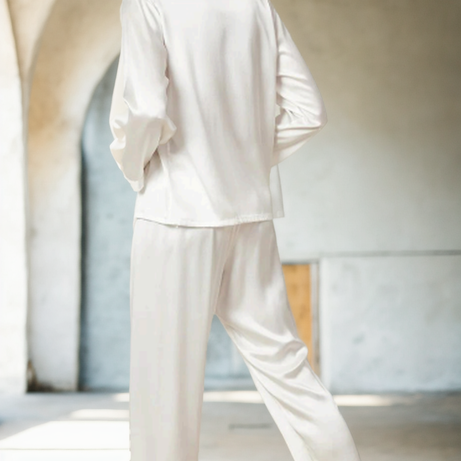 Satin Silk Shirt Collar Long Sleeves Night suit