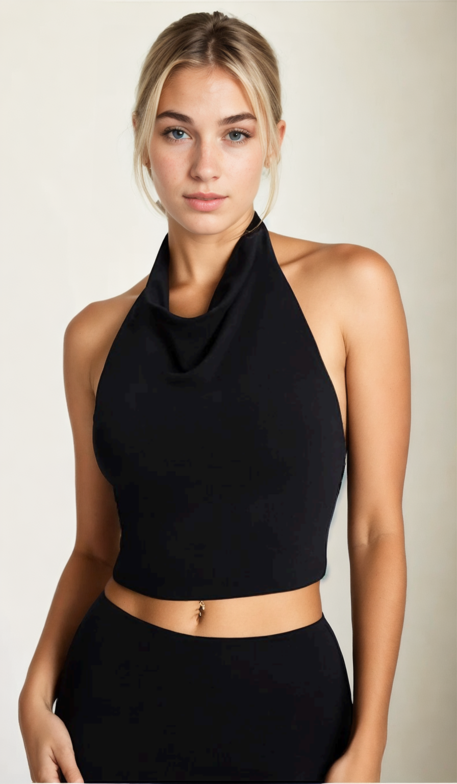 Mara Cowl Neck Backless Top