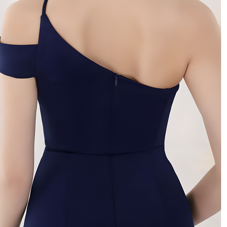 Elegant One-Shoulder Bridesmaid Gown with Side Slit