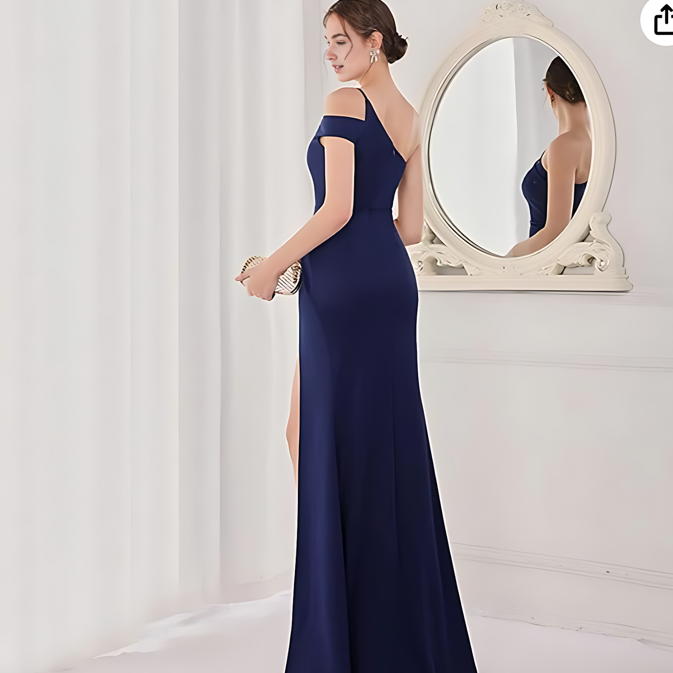 Elegant One-Shoulder Bridesmaid Gown with Side Slit