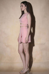 Blush Pink Cut-Out Crop Top & Skort Co-Ord Set