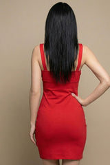Classic Red Square-Neck Bodycon Mini Dress