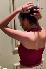 Red Cross-Halter Crop Top