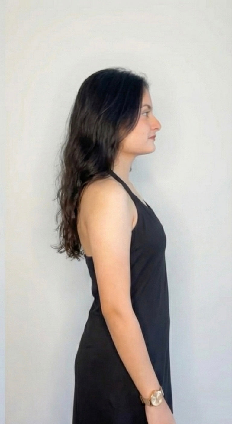 Skyla Slit Midi Dress – Black Elegance with a Bold Edge