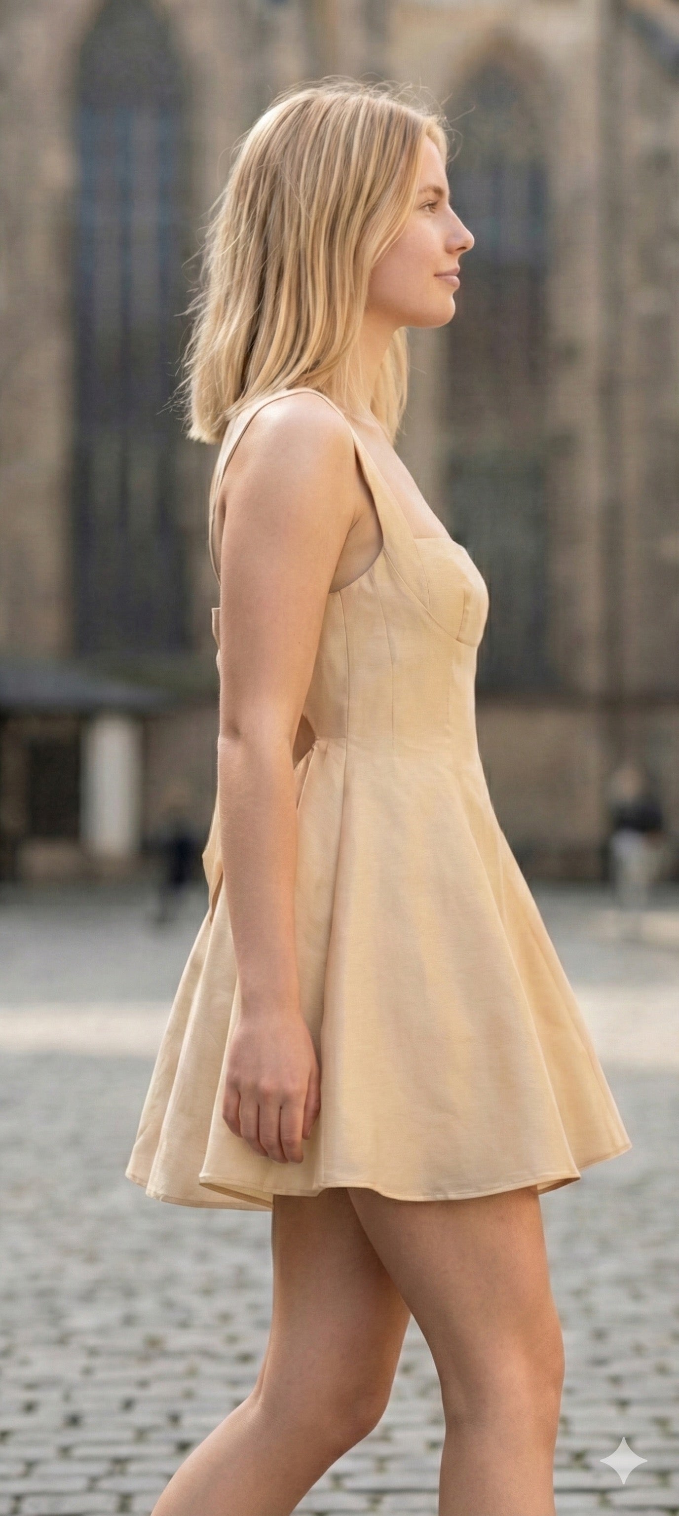 Santorini Sun Fit & Flare Mini Dress – Elegant Ivory