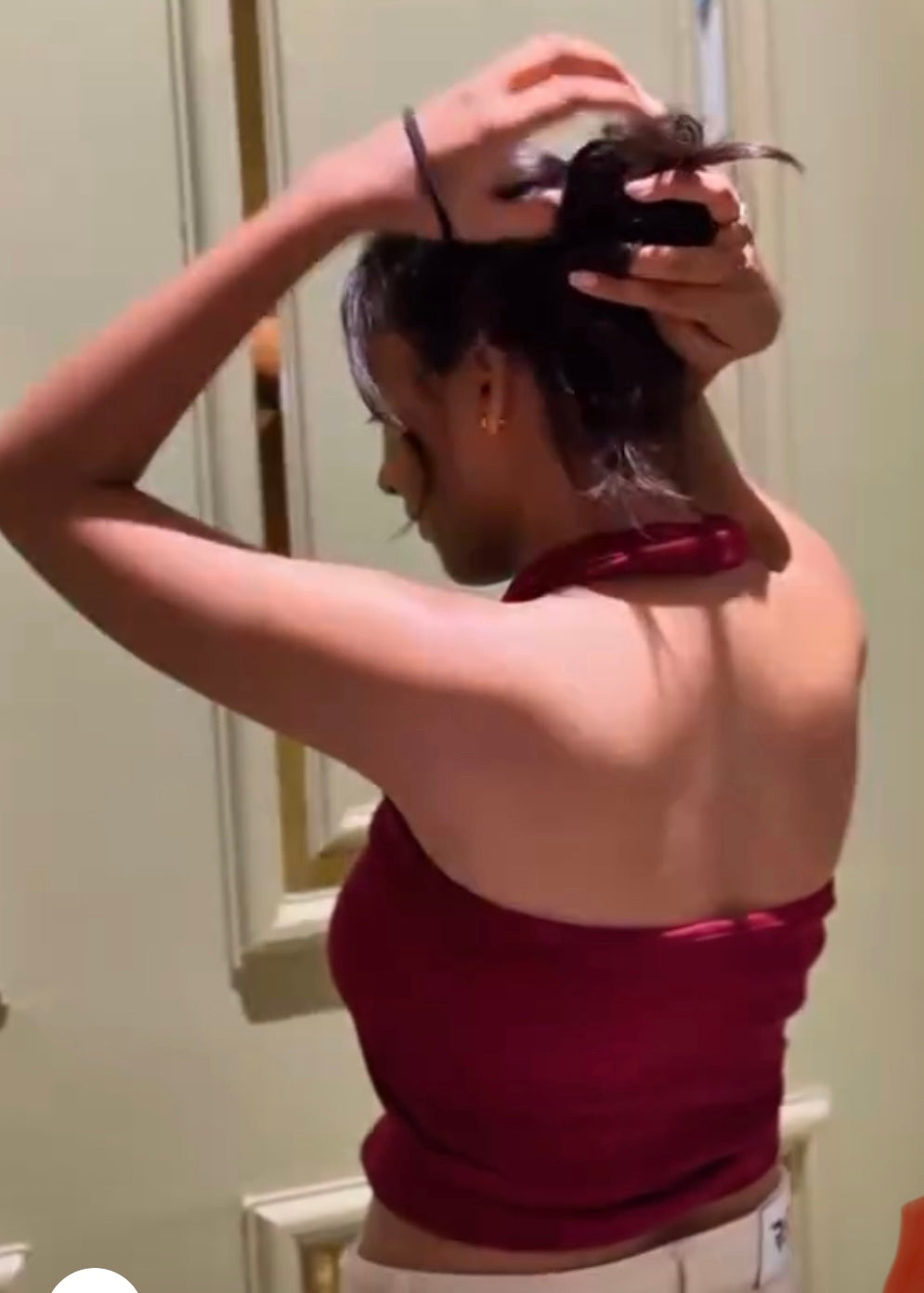 Crimson Criss-Cross Halter Knit Top