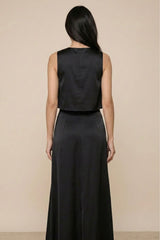 Elegant Black Crop Top & Maxi Skirt Co-Ord Set