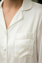 Ivory Satin Button-Down Pyjama Set