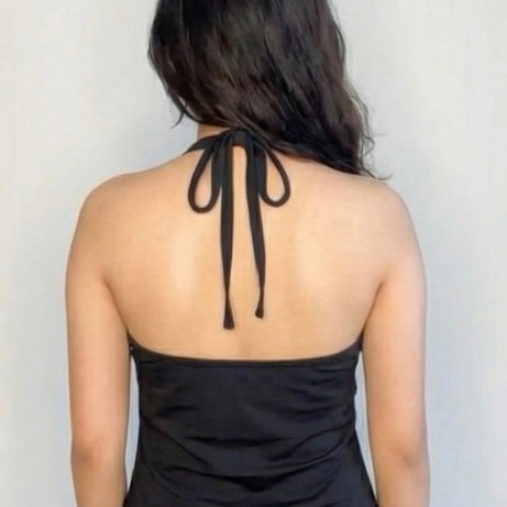 Skyla Slit Midi Dress – Black Elegance with a Bold Edge