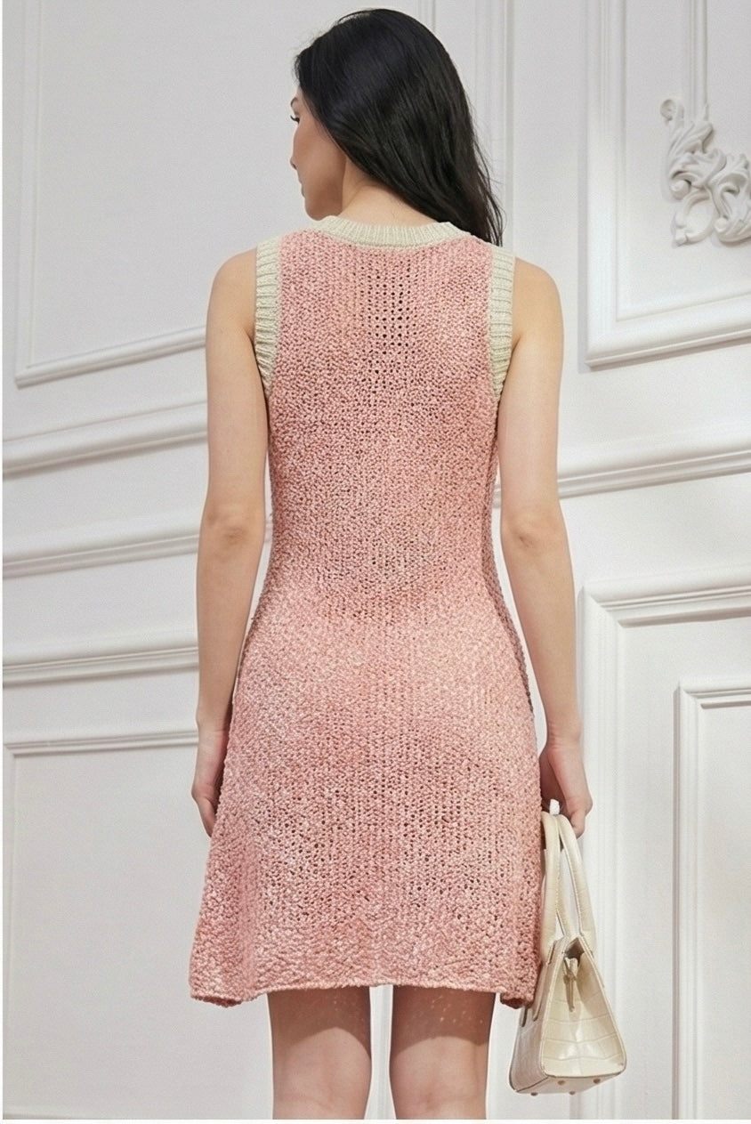 Blush Luxe Textured Knit Sleeveless Dress